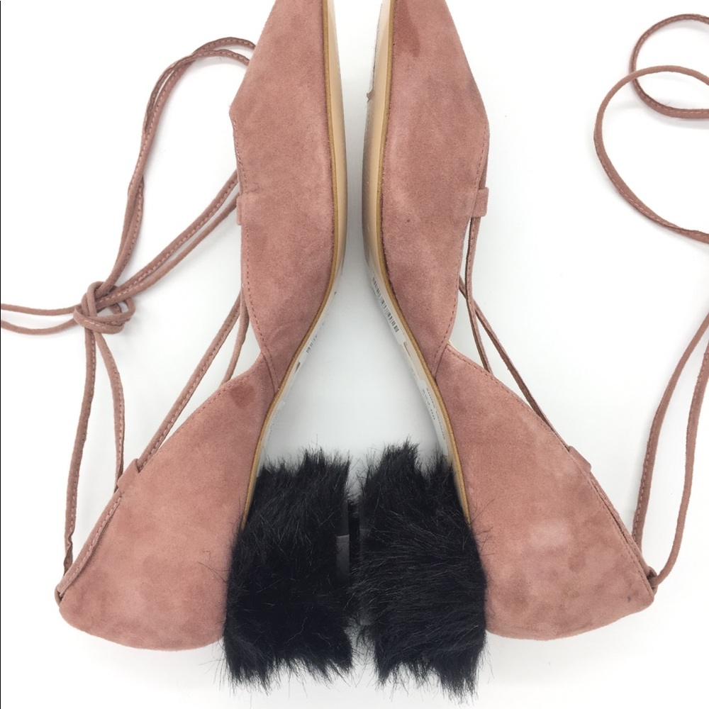 Zara Suede Lace Up Tasseled Mid Heel Shoes 7.5/38 - Picture 6 of 8